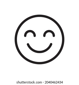Cute smile face line art vector icon for apps and websites
