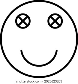 Diseño de icono de línea de vectores de caras de sonrisa
