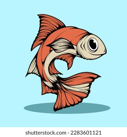 CUTE SMILE FISH VECTOR ILLUSTRATION