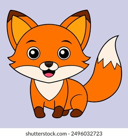 cute smile fox on white background