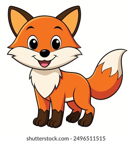 Cute smile fox vector, illustration  white background 