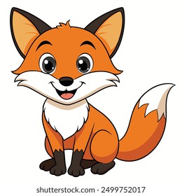 Cute smile fox vector white background