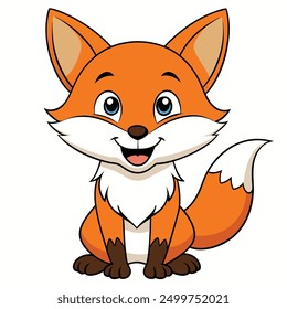 Cute smile fox vector white background