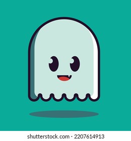 Cute smile ghost chartoon vector , happy Halloween