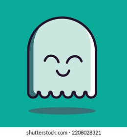 Cute smile ghost chartoon vector , happy Halloween