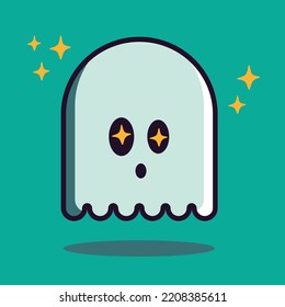 Cute smile ghost chartoon vector , happy Halloween