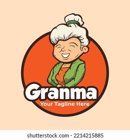 Cute Smile Grand mother logo illustration