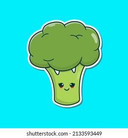 Cute Smile Green Broccoli Illustration