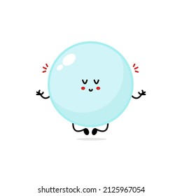 Cute Lächeln glückliche Seifenblase Maskottchen.Vektor-Cartoon-Zeichen-Symbol Symbol-Logo-Design.Einzeln auf weißem Hintergrund.Seifenblase, süßer Kreis, Kinder Print-T-Shirt-Design-Konzept