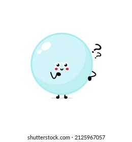 Sonrisa suave feliz jabón burbuja mascota.Dibujo de dibujos animados planos vectores diseño del logo.Aislado sobre fondo blanco.Burbuja de jabón, círculo lindo, niños imprimir el concepto de diseño de camisetas