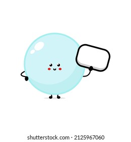 Cute smile happy soap bubble mascot.Vector flat cartoon character illustration icon logo design.Isolated on white background.Soap bubble,cute circle,kids print t-shirt design concept
