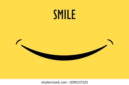 Cute smile icon on a yellow background.
Good mood. Template for design of a logo with an inscription. Emotional expression of feelings, laughter, joy, happiness. Vector image.