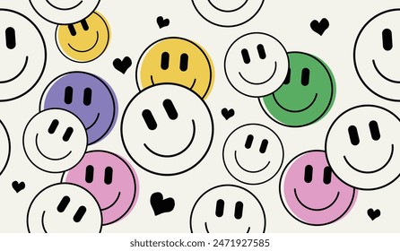 Cute smile icons pattern background vector design