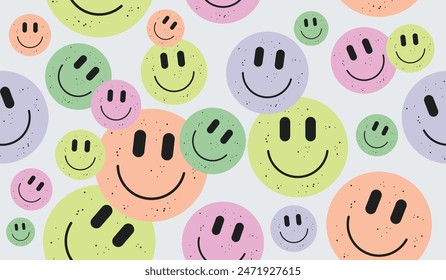 Cute smile icons pattern background vector design