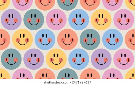 Cute smile icons pattern background vector design