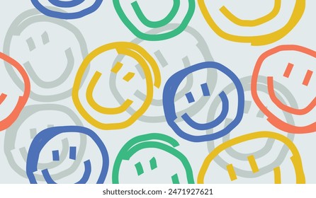 Cute smile icons pattern background vector design