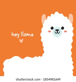 Cute smile llama in pastel color background. kids print for fabric, t-shirt, poster, card. vector ilustration