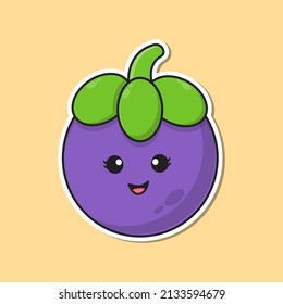 Cute Smile Mangoesten, Cartoon Illustration