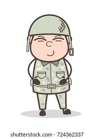 Cute Smile on Army Man Face Vector Illustration