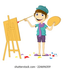 Cute Smile Painter Cartoon