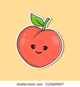 Cute Smile Peach, Cartoon Illustration