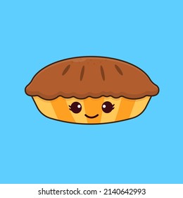 Cute Smile Pie Cartoon Illustration
