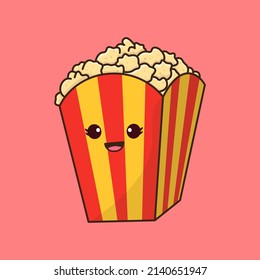 Cute Smile Popcorn Cartoon Illustration