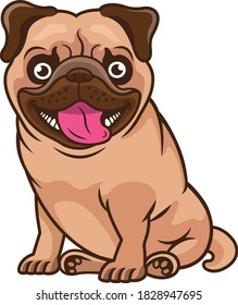 cute smile pug dog cartoon