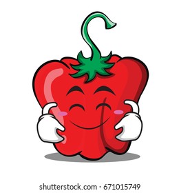 Cute smile red pepper character cartoon vector illustration