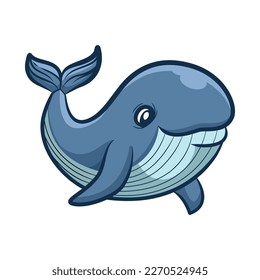 ilustración vectorial de ballena de sonrisa linda