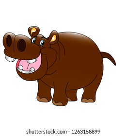 The cute smiled hippo vector illustration.