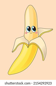 Un banano de carita sonriente. Mascota de la fruta. 