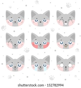 Cute smiley cat. Collection smiley