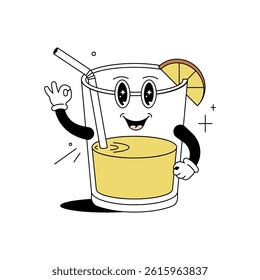 Cute and Smiley Character Cartoon Ice Lemon Tea Drink Mascot Walking