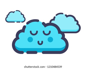 Cute smiley cloud icon. Smile cloud. Isolated flat vector illustration on white background.