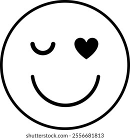 Cute Smiley Emoticon Outline Vector.
Valentine's Day Smiley Emoji coloring drawing.
Transparent background.