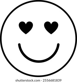 Cute Smiley Emoticon Outline Vector.
Valentine's Day Smiley Emoji coloring drawing.
Transparent background.