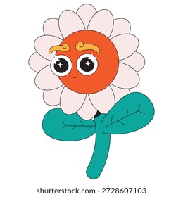 Cute Smiley Face Flower Cartoon Flat Design Illustration