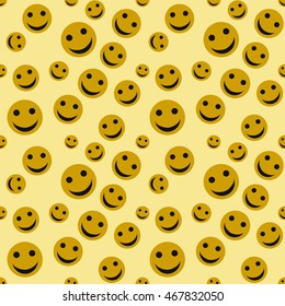 Cute smiley face, happy face seamless pattern background.