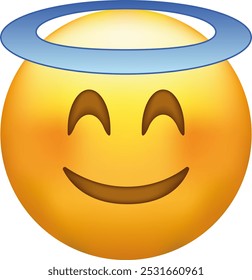 Smiley bonito com pouco halo sobre a cabeça, ícone emoji halo