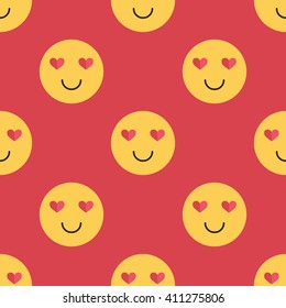 Cute smiley face, in love face seamless pattern background.

