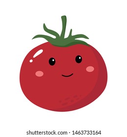 
Cute Smiley Happy Tomato Vector Character Vegetable