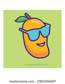 Mango Cute Smiley con ilustración del vector de vidrio solar 