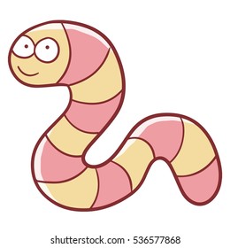 Cute Smiley Pink Worm - Vector.