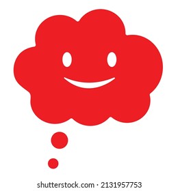 A cute smiley red balloon thinking icon on white background.