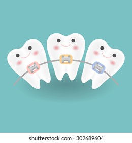 cute smiley white teeth feels happy while taking orthodontics with dental tools