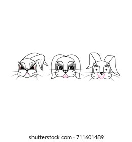 Cute Smileys emoticons rabbits, bunnies, anger, beauty, joy