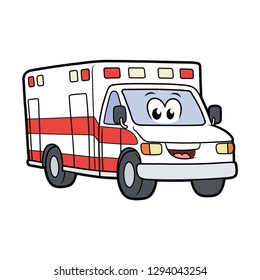 Cute smiling ambulance car
