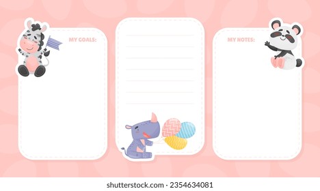 Cute Smiling Animal at Empty Card Vector Template