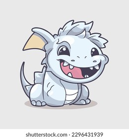 cute smiling anime style hacking dragon sticker vector